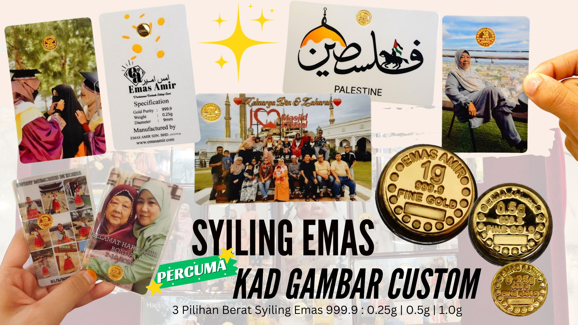 Gold Coin Syiling Emas 999.9 PERCUMA Kad Gambar Custom